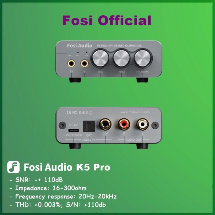 Fosi Audio K5 Pro K5Pro Gaming Dac Headphone Amplifier Mini Hi-Fi