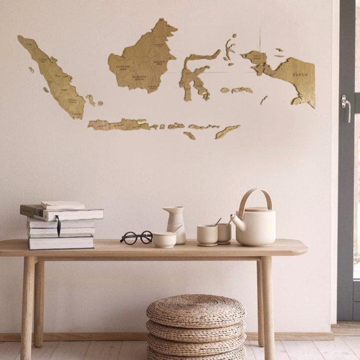 Peta Indonesia Kayu (Wooden Indonesia Map) Ukuran Xxl 300 X 120 Cm