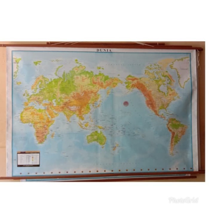 Peta Dunia Bingkai Kayu Lapis Kain