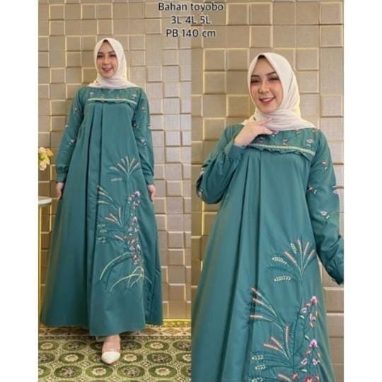 Gamis Hitam Baju Gamis Wanita Dewasa Bahan Bagus Adem Dan Best - Hijau, M