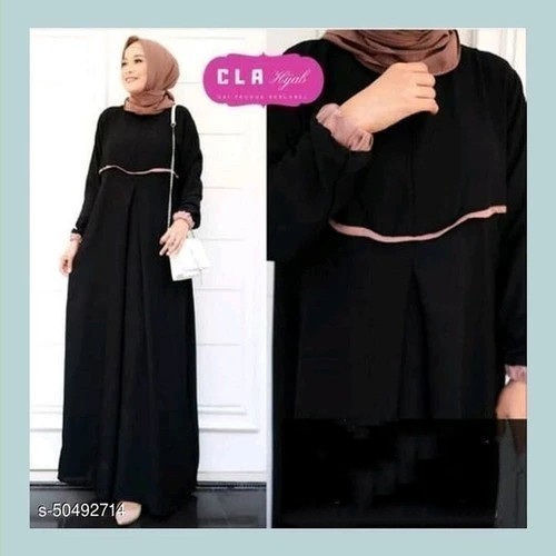 Gamis Lebaran Baju Gamis wanita Dress Muslim Dewasa Kekinian Moana Murah Terbaru - Hitam, L