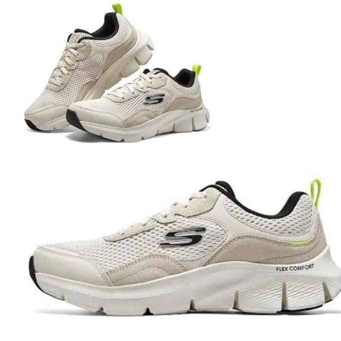 SEPATU SNEAKERS PRIA SKECHERS  FLEX COMFORT 232685 OFF-WHITE ORIGINAL YUYUYUMI55