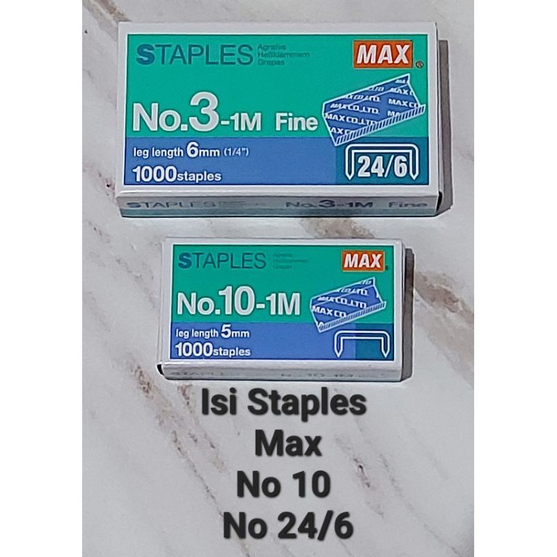 

(1 slop 20 Pak) Max isi staples no 10 dan 24/6 kwalitas bagus &Tajam
