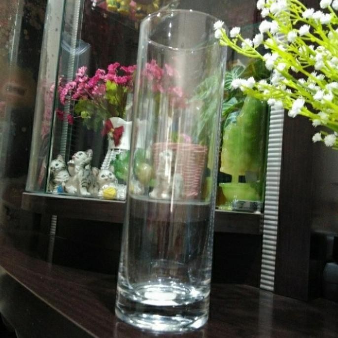 Vas Bunga Kaca Bening Tinggi 30 Cm