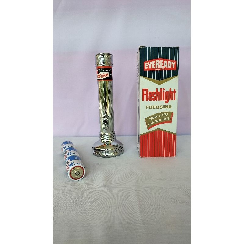 Senter EVEREADY NO 3744 Original Chrome 3 Baterai Langka Klasik Jadul Antik Legendaris