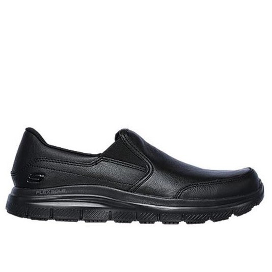 SKECHERS SLIP ON KULIT FLEX ADVANTAGE SR MEN'S SHOES - BLACK ORIGINAL