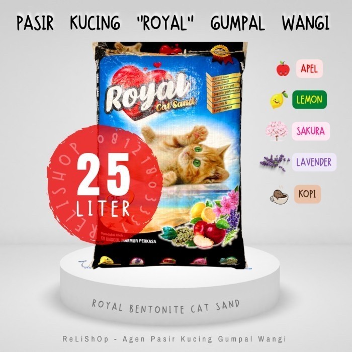Pasir Kucing Gumpal Wangi Cat Sand Bentonite Royal Catsand 25 Liter