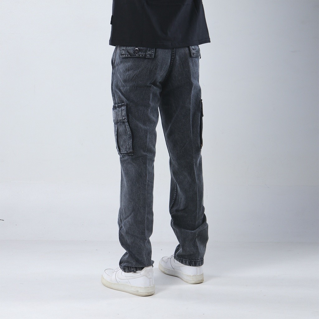 [ONLINE EXCLUSIVE] Superego Celana Cargo Pants Pria Jeans Reguler Loose fit Standard Denim Washed