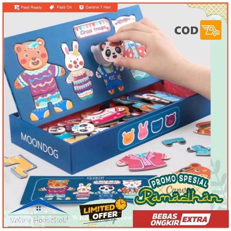 

MAINAN EDUKASI ANAK PEREMPUAN Magnetik Puzzle Kayu Bongkar Pasang