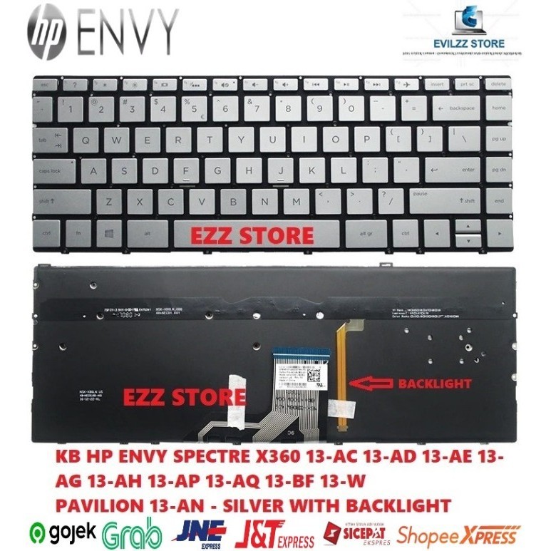 KEYBOARD HP ENVY X360 13AR 13-AR 13-AR0009AU 13-AR0030AU SILVER LAMPU
