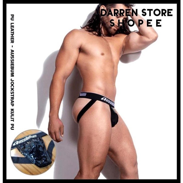 CELANA DALAM PRIA SEXY AUSSIBUM / JOCKSTRAP PRIA AUSSIBUM JOCKSTRAP LEATHER KULIT PU HIGHT QUALITY