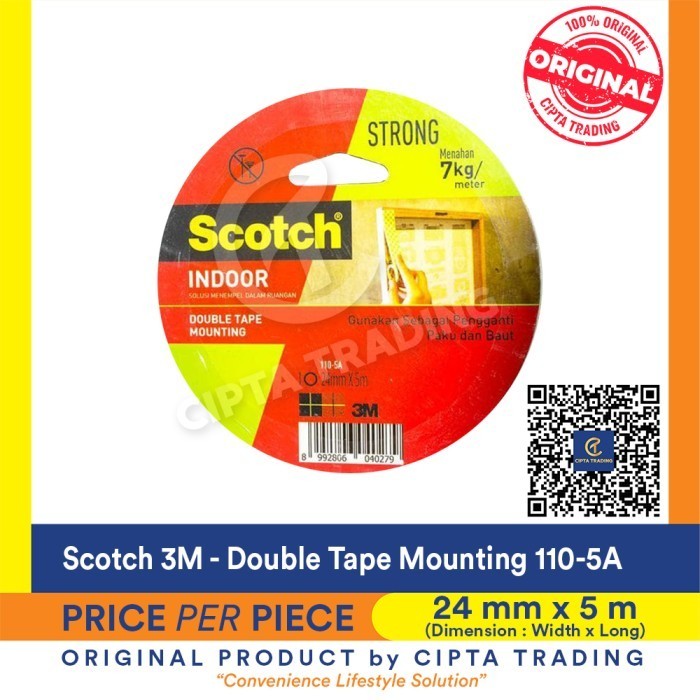 

Double Tape - Scotch 3M - Mounting Tape 24 mm x 5M MURAH