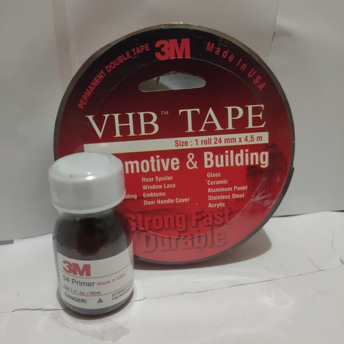 

TERMURAH Double tape 3m VHB merah 24mm x 4,5m + Primer 94 3m Origional