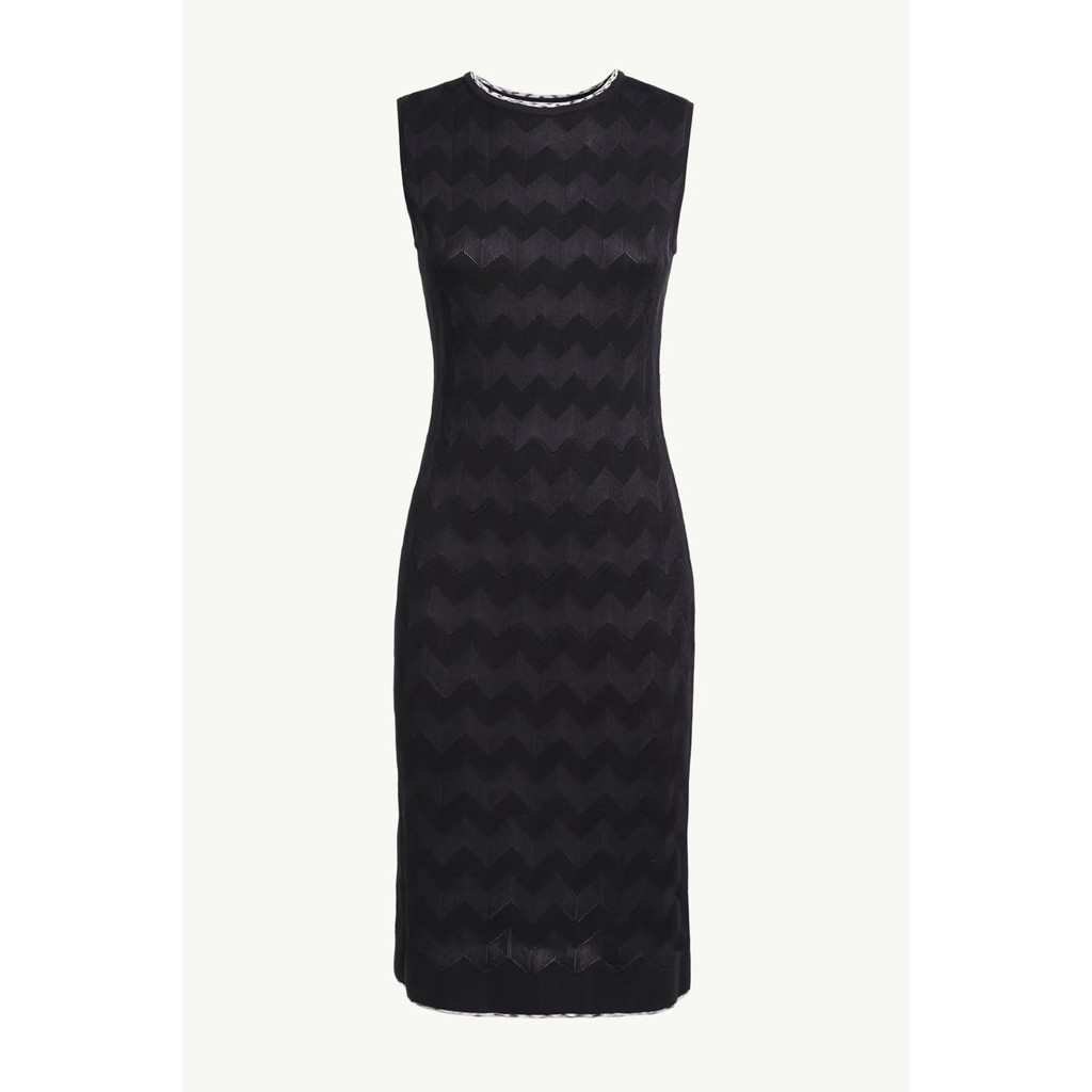 MISSONI Women Chevron Motif Long Sleveless Dress in Black