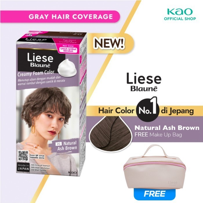 Liese Blaune Bubble Hair Color Foam Natural Ash Brown 2G + Gift