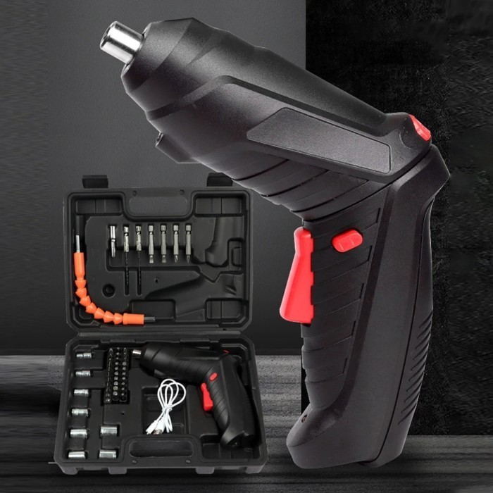 BOR MESIN ELEKTRIK SET 49 IN 1 SCREWDRIVER BATERAI BOR MINI / BOR MINI