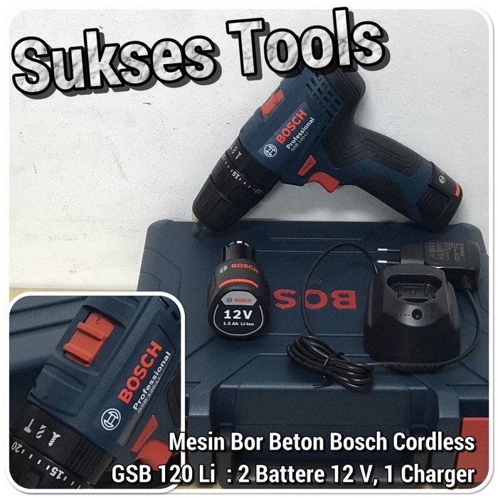 MESIN BOR BETON BATERAI BOSCH GSB 120 CORDLESS IMPACT DRILL GSB120 LI