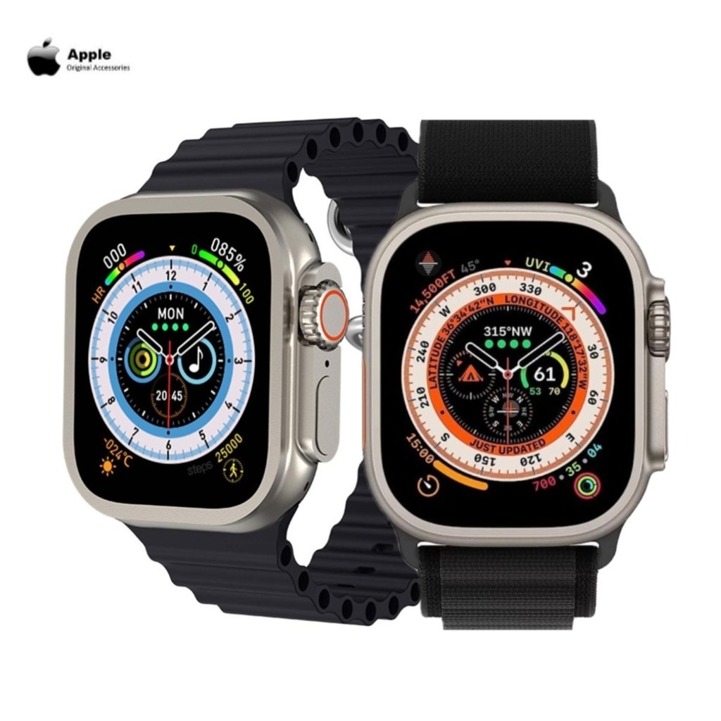 Apple Watch Ultra 49mm GPS + Cellular, Titanium Case with Midnight Ocean Band Smart Watch Tempat Lok