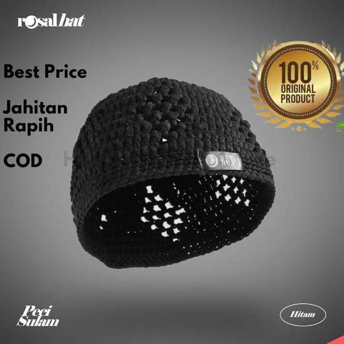 New Limited Edition  Peci Rajut Rosal Hitam Motif Pria Keren Unik Murah Berkualitas