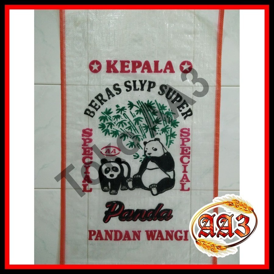tokokarungaa3 Karung beras transparan merek Panda 50kg