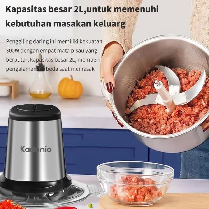 KADONIO Blender Daging Chopper Stainless 2L Penggiling Daging