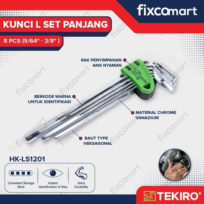Tekiro Kunci L Set Panjang 8 Pcs Inch