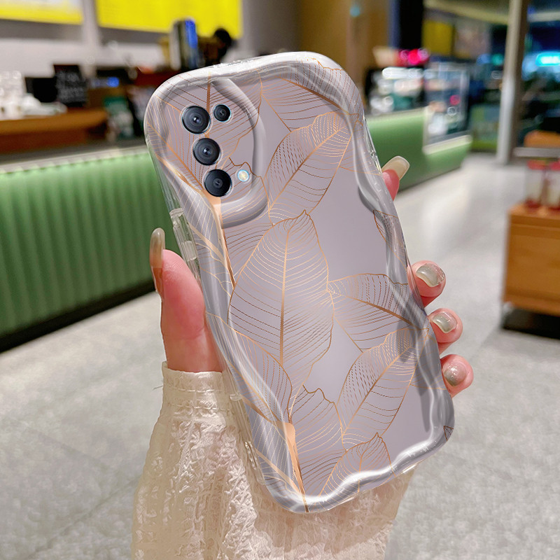 Casing Hp OPPO Reno 5 4G Reno 5 5G Reno 5K 5G Case lembut  sarung HP pola daun ungu Softcase ponsel 