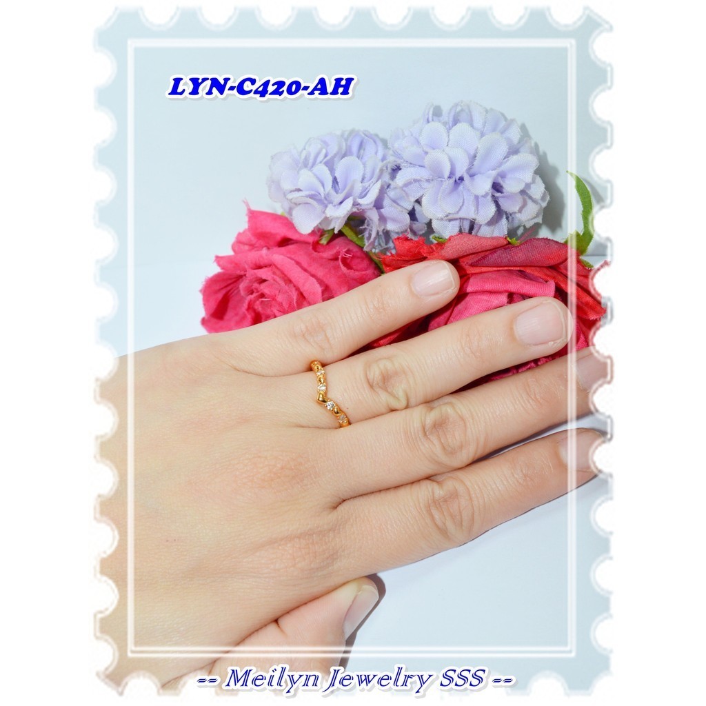 Cincin Lapis Emas 18K LYN-C420-AH Love Gold Merek Meilyn Original