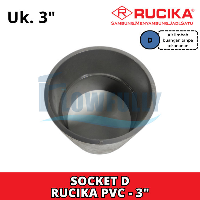 RUCIKA Socket D 3 Inch Sambungan Pipa PVC Sok D 3" Sock Lurus Polos Paralon 3 Dim JIS