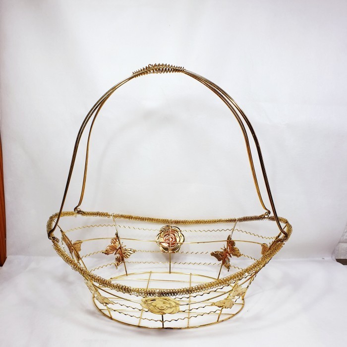 JUMBO Tempat Buah emas Keranjang GOLD Stainless parcel basket 47cm