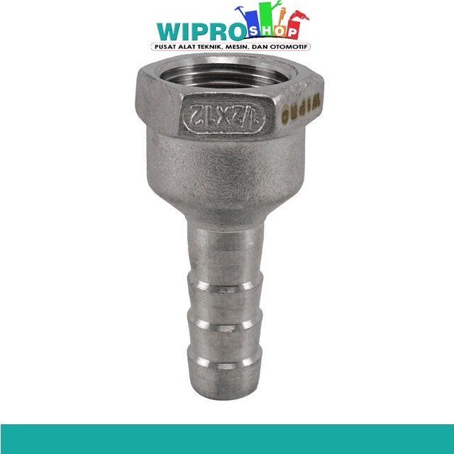 Wipro WN7122 Female Hose Connector Stainless SUS304 1/4" x  6mm 1/4" x  8mm (1/4") 1/4" x 10mm (5/16") 1/4" x 12mm (3/8") 3/8" x  8mm (1/4") 3/8" x 10mm (5/16") 3/8" x 12mm (3/8") 1/2" x  8mm (1/4") 1/2" x 10mm (5/16") 1/2" x 12mm (3/8")