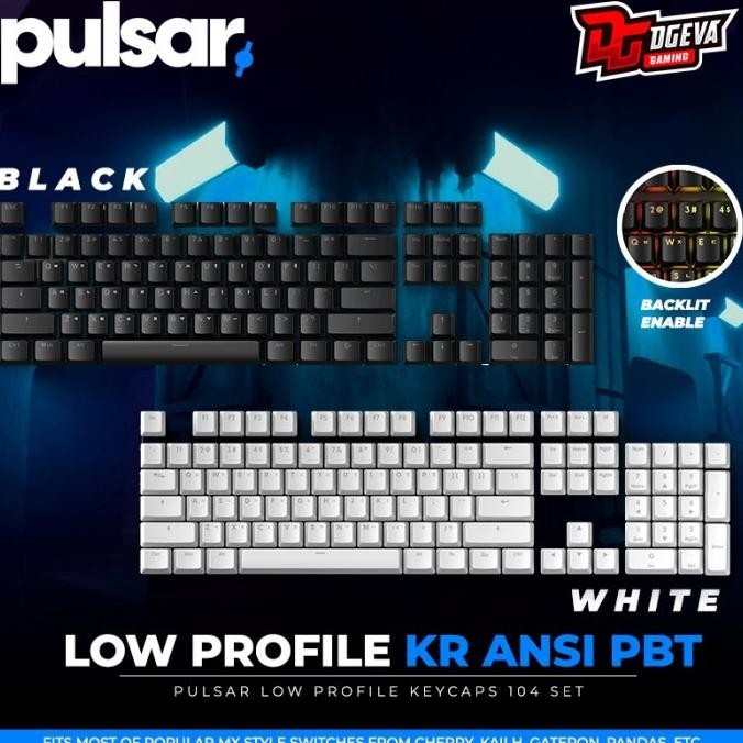 New Pulsar Low Profile Kr Ansi Pbt Doubleshot Keycaps Mechanical Keyboard