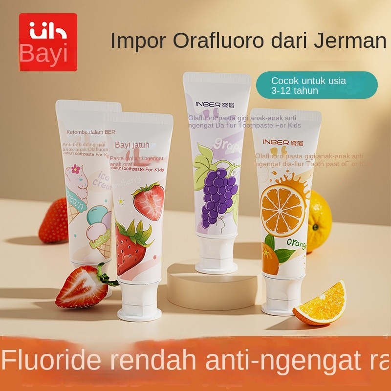 Odol Anak Baby Bei3-6-12Pasta Gigi Tumbuh Gigi Permanen, Pasta Gigi Anti Rongga Tahun Permanen Fluor