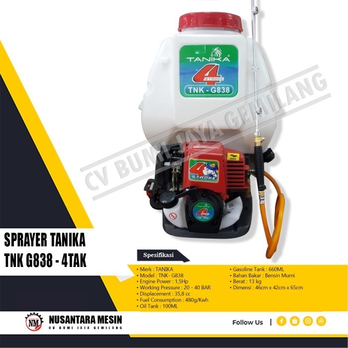 Mesin Semprot Hama / Knapsack Power Sprayer Tanika Tnk G838 - 4Tak