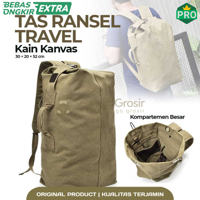 Tas Ransel Pria Travel Kain Kanvas Tas Pungg Jinjing Besar