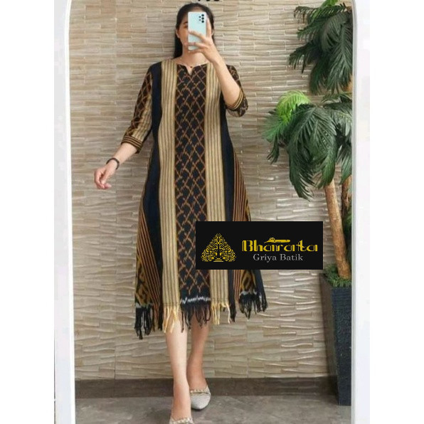 Baju Batik Dress Tenun Ikat Etnik Khas Motif Toraja Jumbo