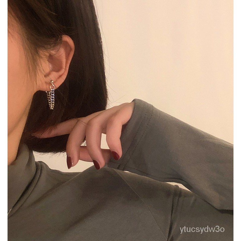 Gantung BelakangS925Anting-Anting Kancing Bola Kecil Pria dan Wanita, Anting-Anting Kancing Gaya Hon