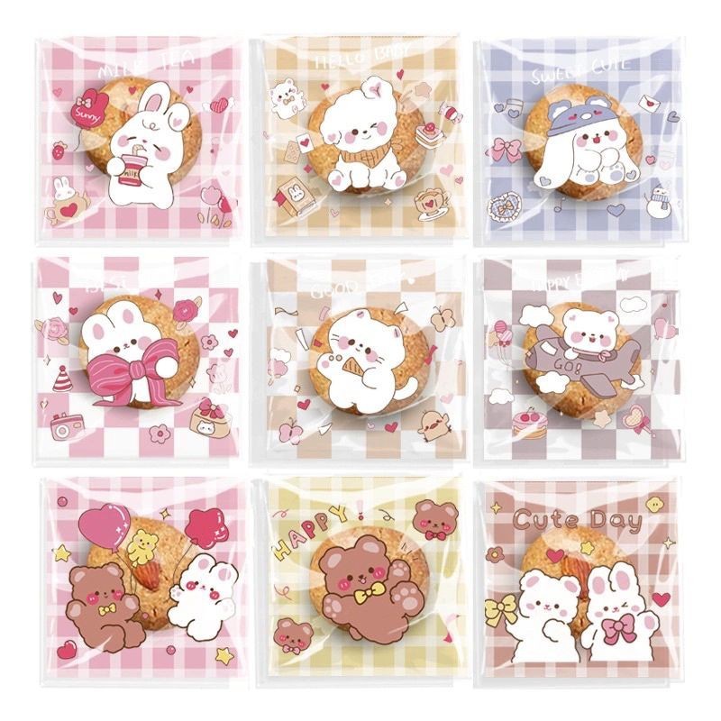 

25-100pcs Plastik Opp karakter Cartoon Cute Cookies Bag Plastik Cookies 7x7cm