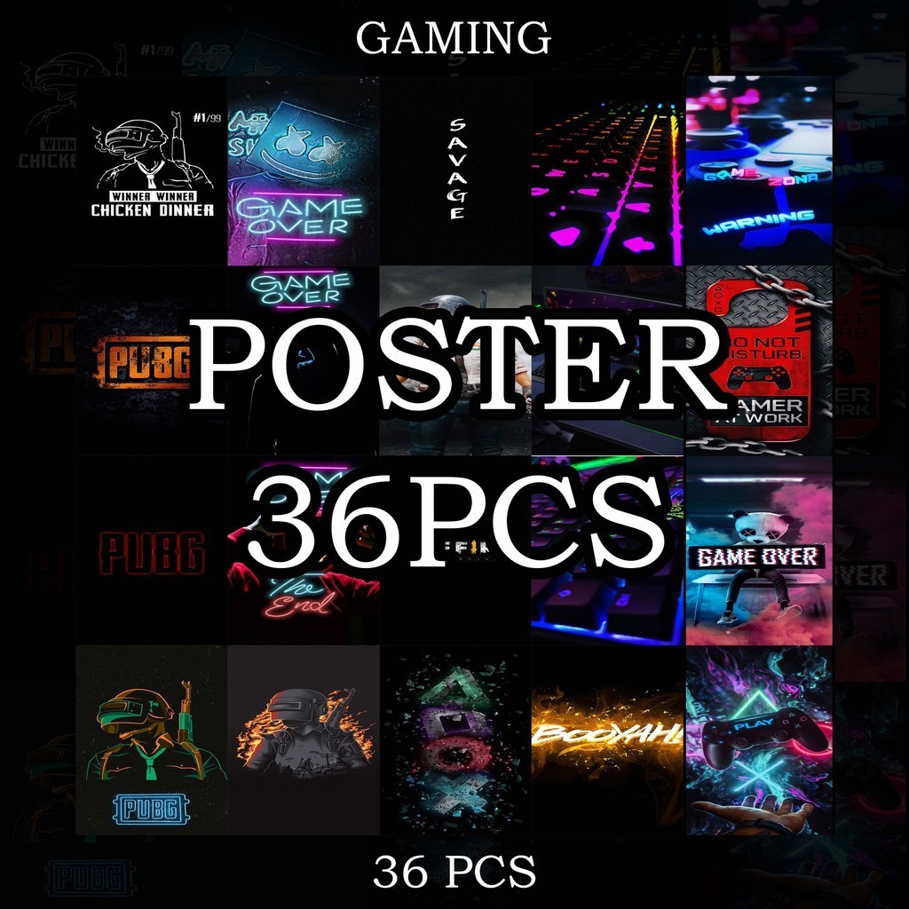 1 Set 36 Pcs Poster Gamers Gaming Game Dekorasi Dinding Poster Game | Hiasan Dinding Gamers | Poster