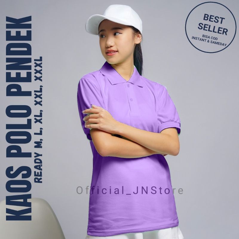 KAOS POLO WANITA LENGAN PENDEK | WARNA UNGU MUDA / LILAC | Kaos kerah | kaos polos | polo shirt
