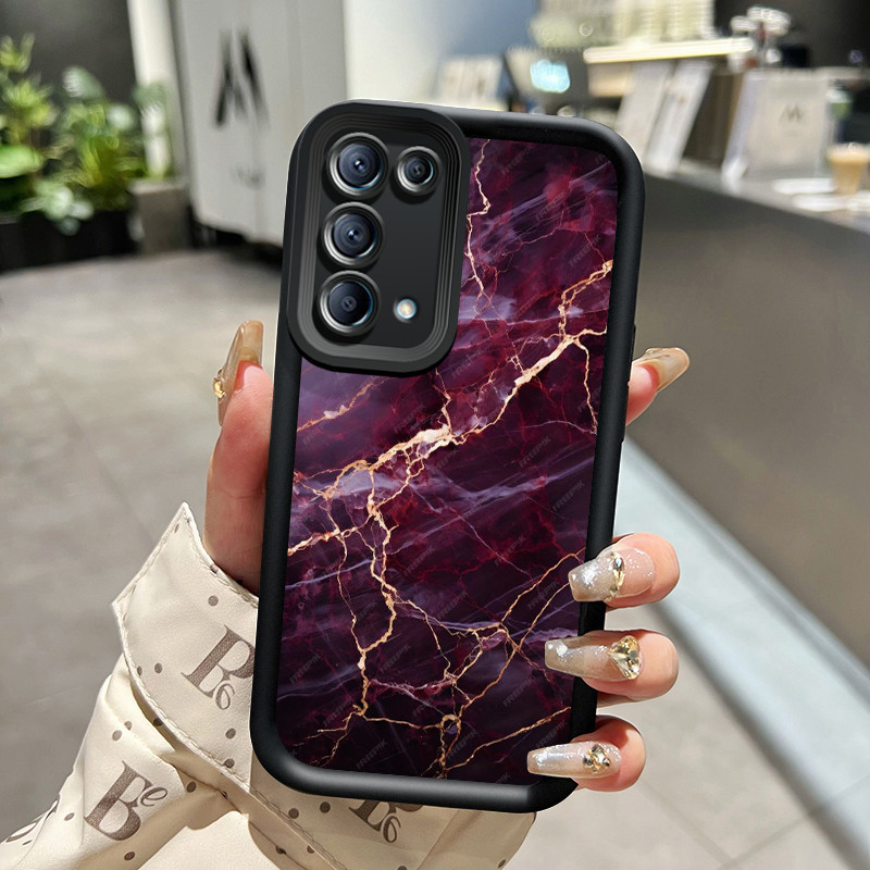 Casing Hp OPPO Reno 5 OPPO Reno 5K Case Casing silikon lembut Softcase telepon pola marmer ungu HP A