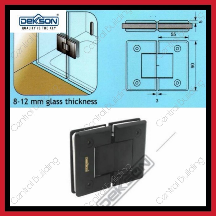 Shower Hinge Black Dekson Gg/Engsel Pintu Kaca Ke Kaca Hitam Dekson