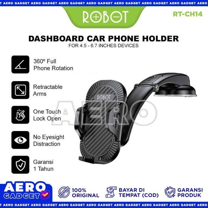 Robot Holder Hp Mobil Rt-Ch14 Car Phone Holder Dashboard (New Rt-Ch12)