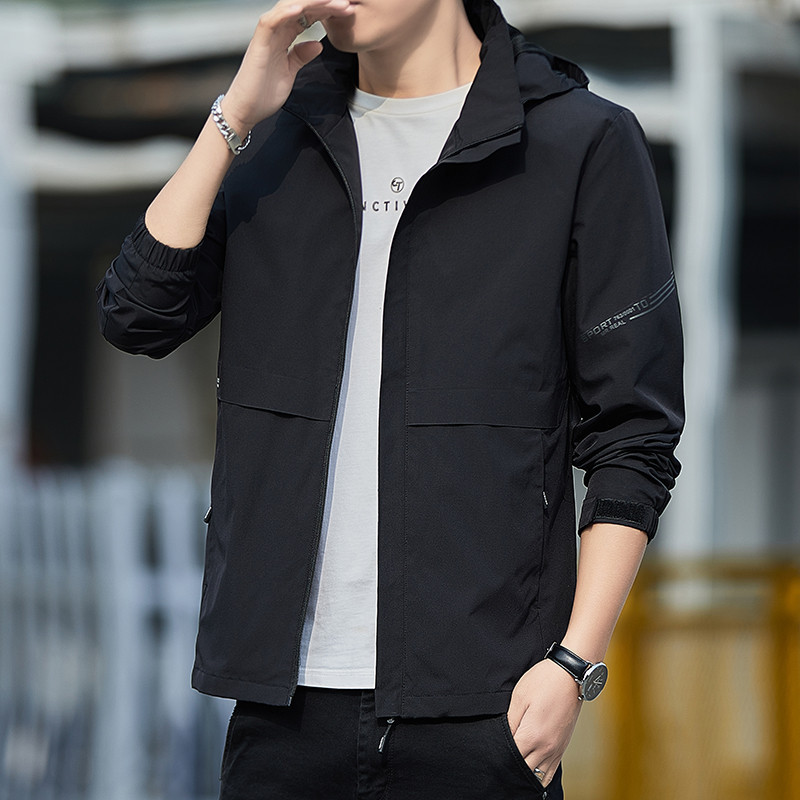 Jaket Cangkang Pria Musim Semi dan Musim Gugur Gaya Korea Mantel Trendi Semua Cocok Jaket Pakaian Ka