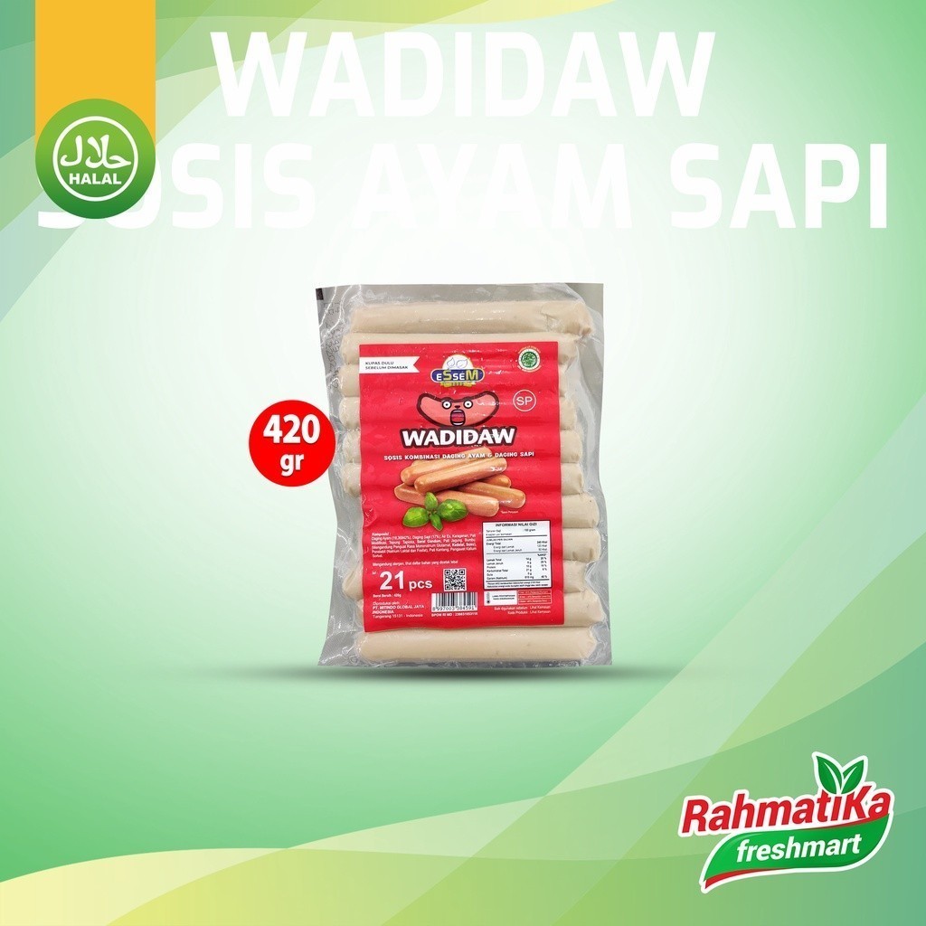 

Essem Wadidaw Sosis Kombinasi Ayam Sapi 420 gram Isi 21 Pcs (Putih)