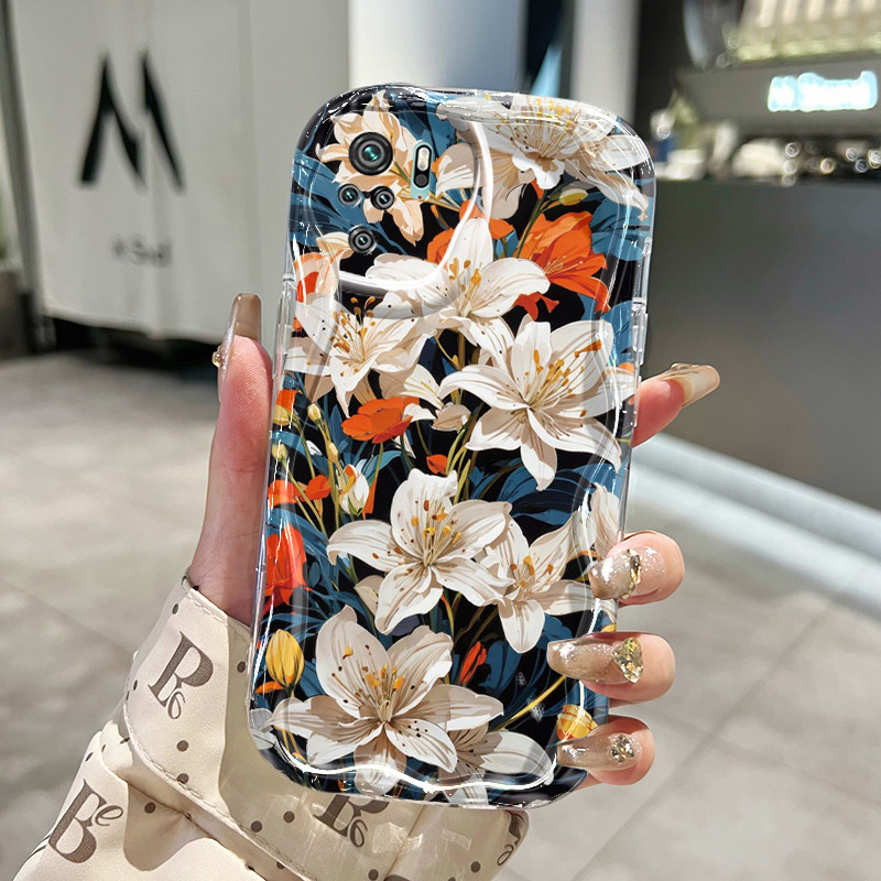 Casing Hp Xiaomi Redmi Note 10 Note 10s Note 11 SE POCO M5s Case sarung HP pola bunga elegan Kesing 
