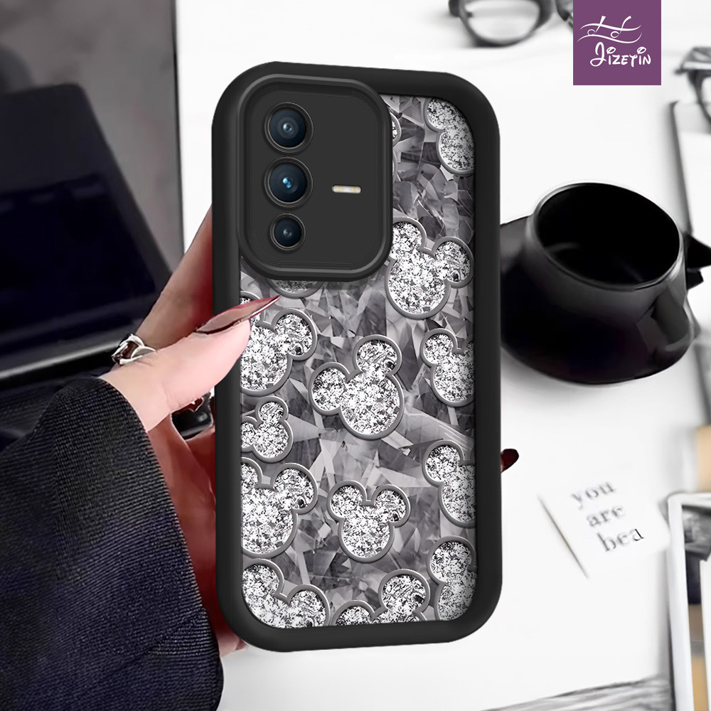 Mickey berlian casing hp bentuk aneh untuk ph vivo v29,v27e,v27 pro,v27,v25e,v25,v23,v15,s12,z5i,s1,