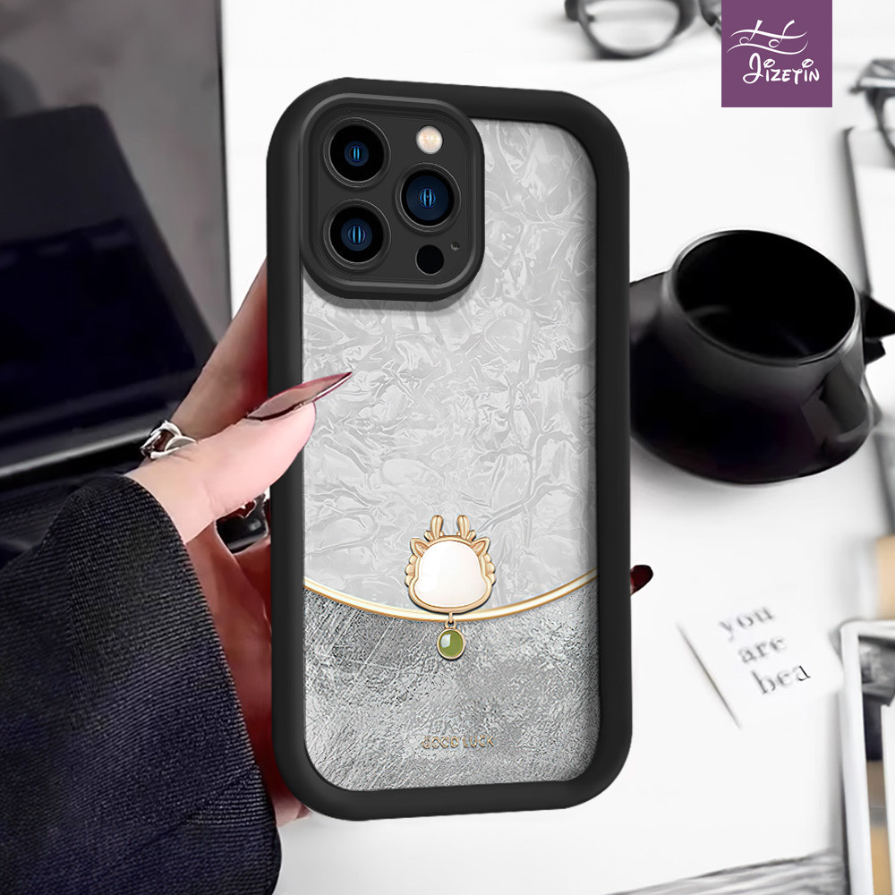 Kalung berlian emas naga kecil casing hp bentuk aneh untuk ph iPhone 11,6,6plus,6s,6s plus,7,7plus,8