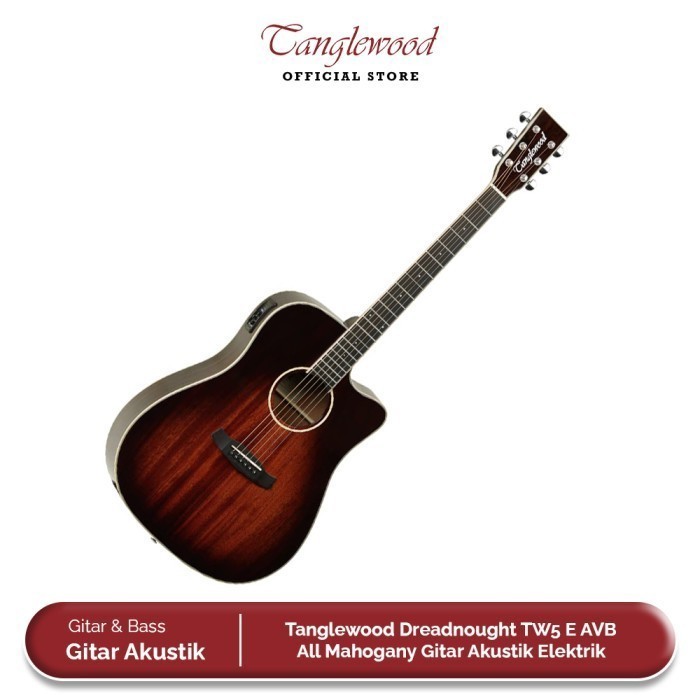 Tanglewood TW5 E AVB All Mahogany Dreadnought Gitar Akustik Elektrik