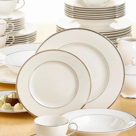 Kasa Cameo Platinum Rim Plate White St Saint James Tableware Piring